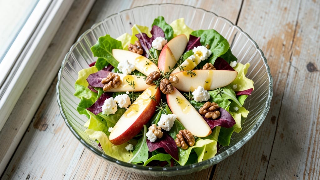 Spring Mix Apple Salad Recipe: Crunchy Sweetness With Creamy Goat Cheese Twist