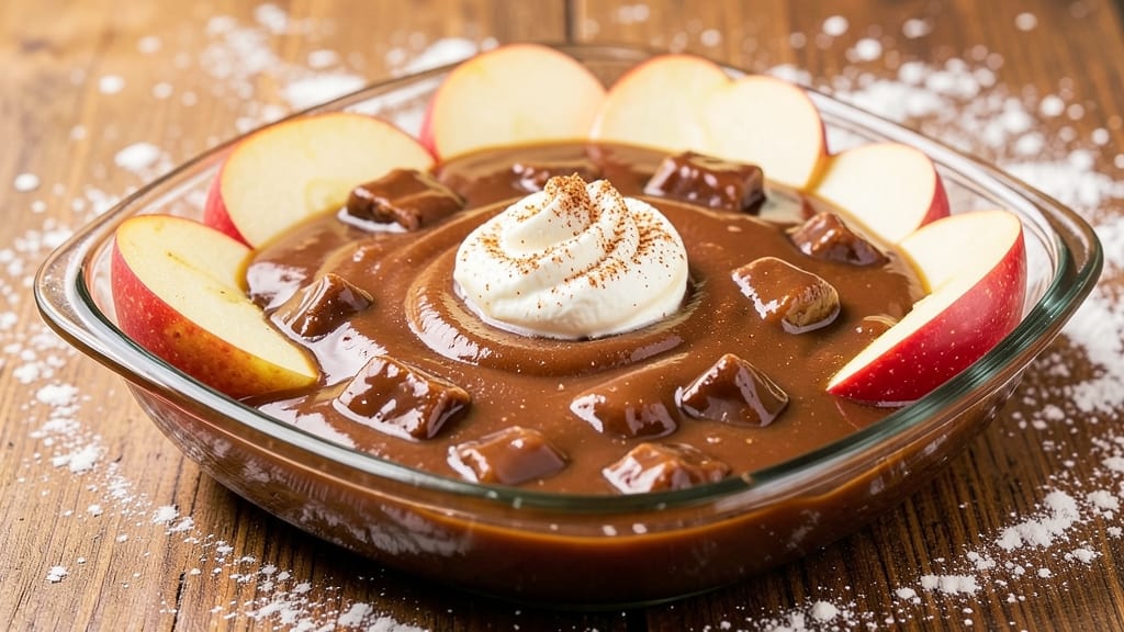 Caramel Apple Dip Recipe With Kraft Caramels: Warm Spiced Apple Rivers Over Gooey Caramel Base