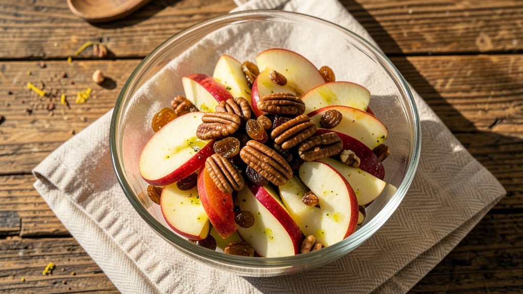 Apple Salad With Pecans and Raisins Recipe: Autumn-Inspired Crunch and Sweetness