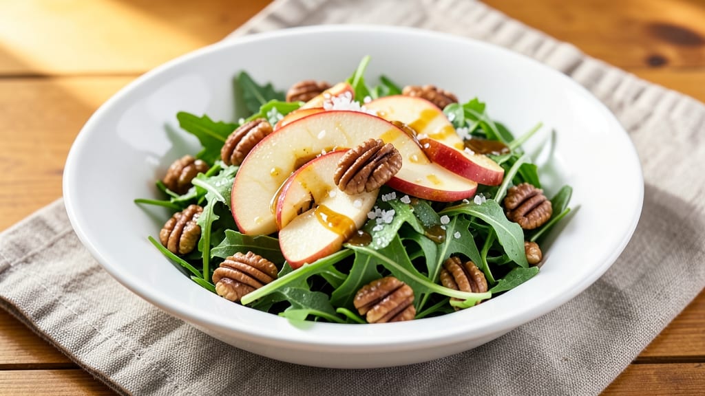 Apple Pecan Arugula Salad Recipe: Sweet-Savory Bite With Crunchy Toppers